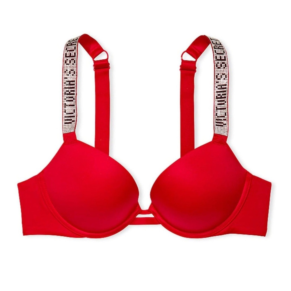 Victoria’s Secret Red push up Bra with Embellished Straps